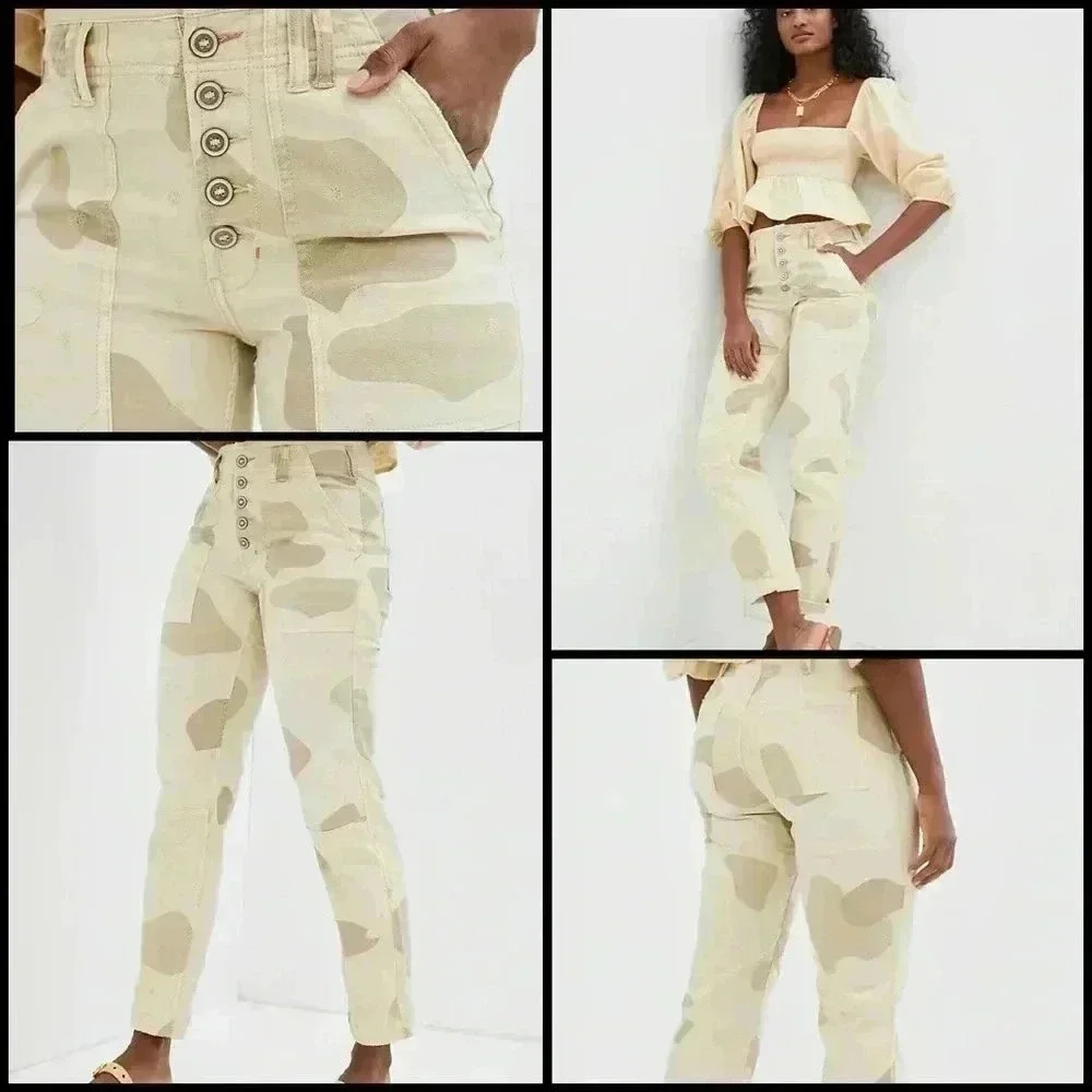 Anthropologie Wanderer Camouflage-Print Utility High Rise Tapered Trousers 26